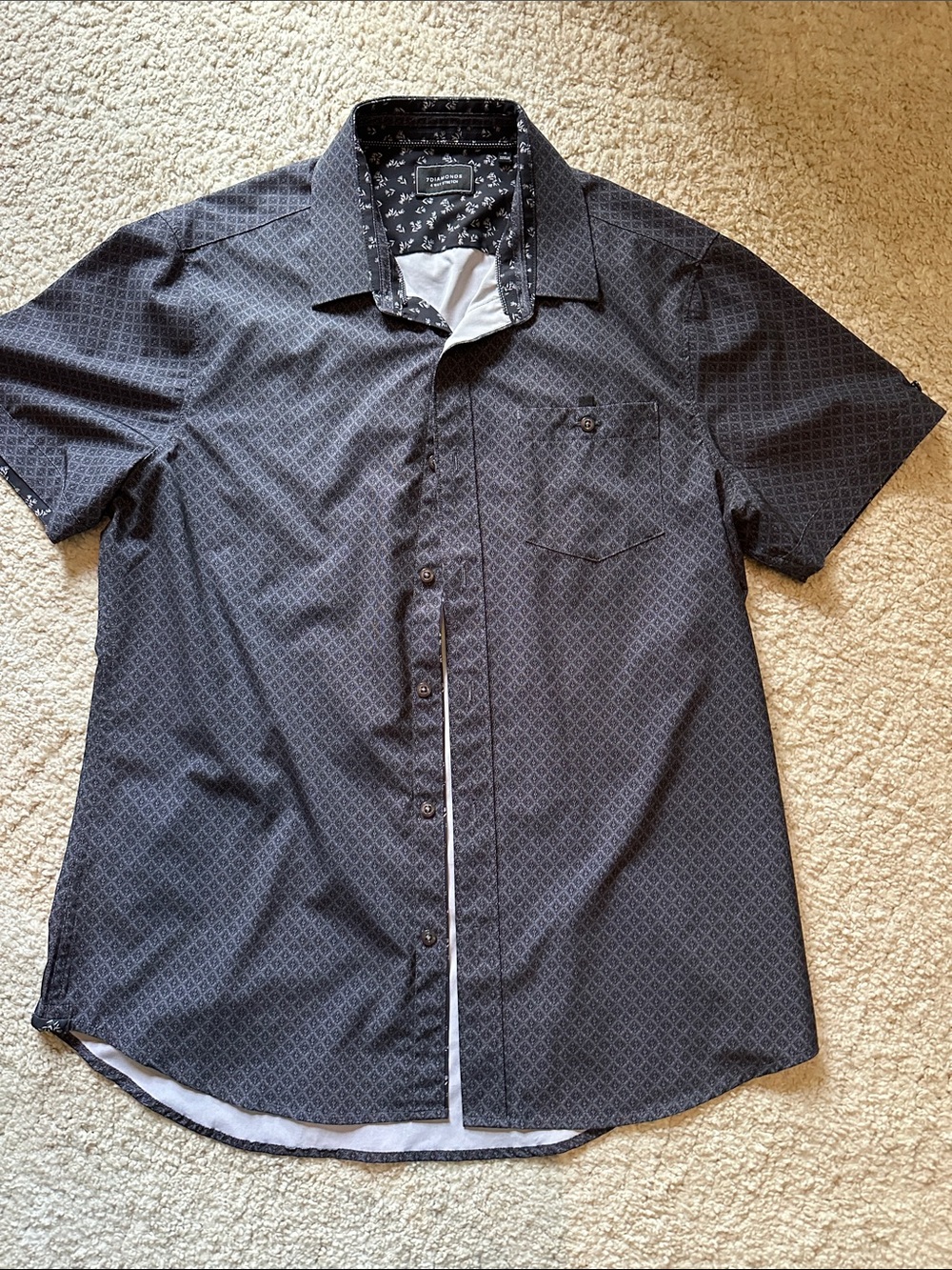 7 Diamonds Men's Black Geometric Short-Sleeve Button-Down Shirt
